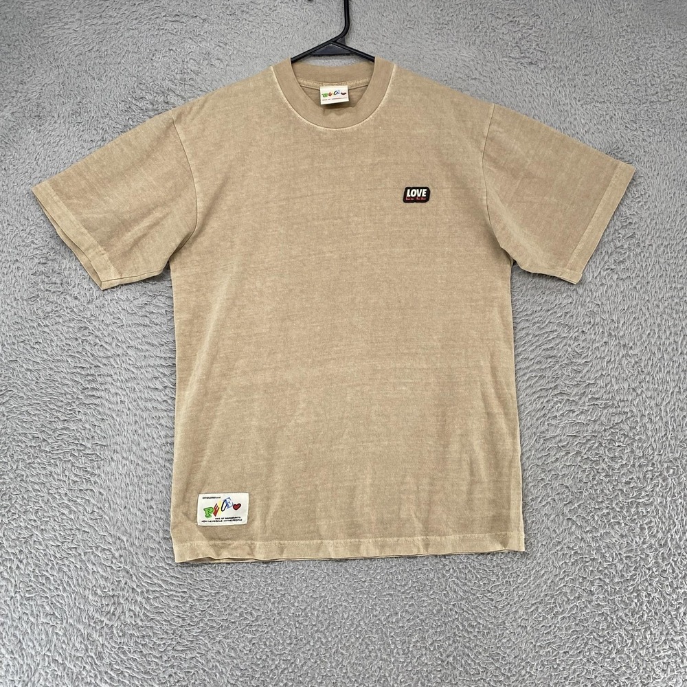Kids Of Immigrants Shirt Mens Small Beige Love Patch Earth Globe Graphic Tee Top